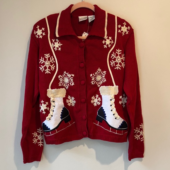 Hasting & Smith Sweaters - NWT! Vintage Hasting and Smith Red Ice Skating Holiday Sweater From Carson's!